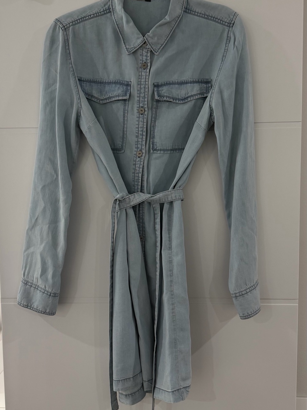 Sanctuary Light Blue Denim Tie-Waist Shirt Dress